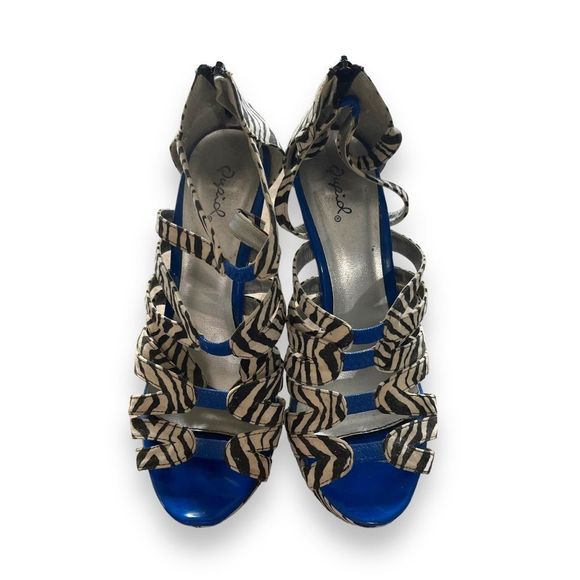 Qupid Shoes - Qupid zebra print 5” heel zipper on back size 8